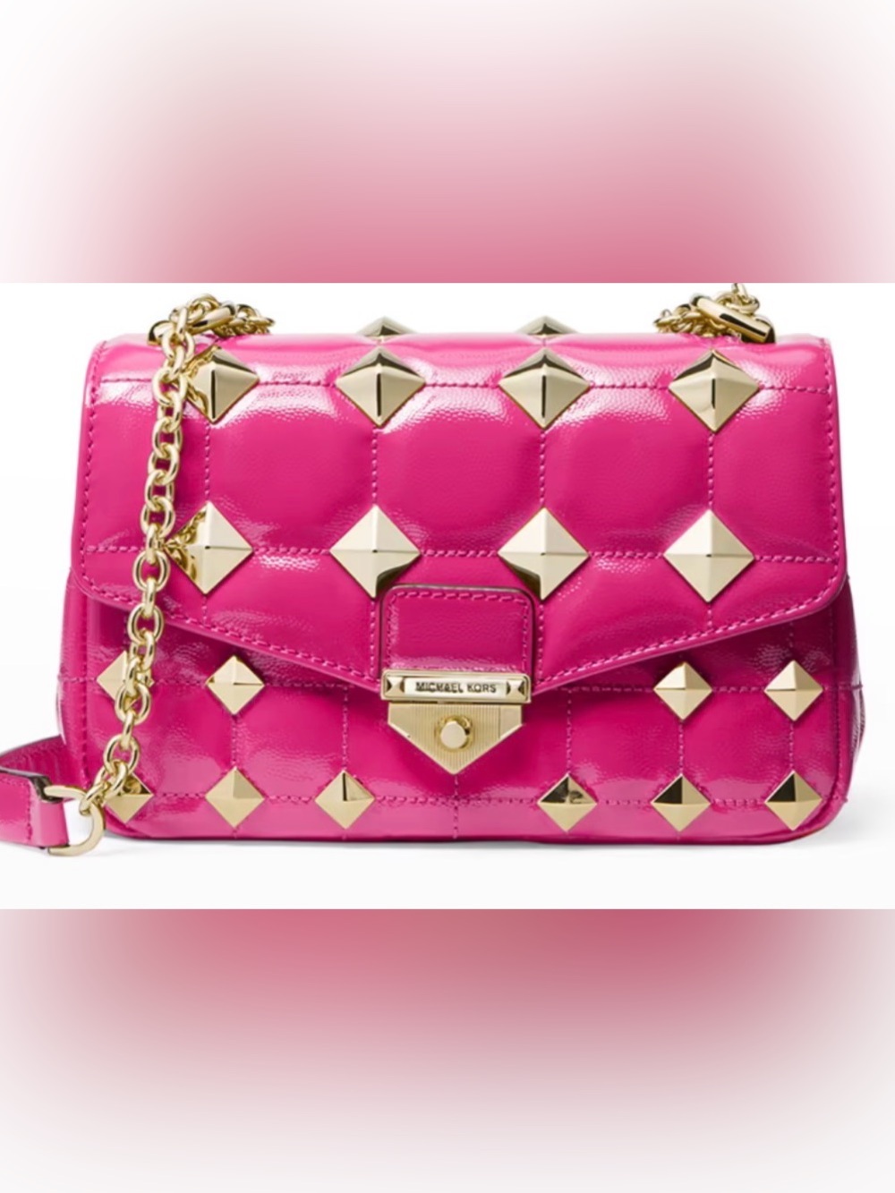 Michael KorsPink Quilted NWOT Crossbody with Studs and small baby bag included